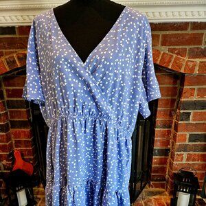 Adorable Blue Dress with White Hearts. Short Sleeve. Perfect for Summer. 3X